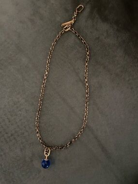 Dean Davidson Blue Crystal Drop Necklace on Gold Bronze Chain - Women Jewelry